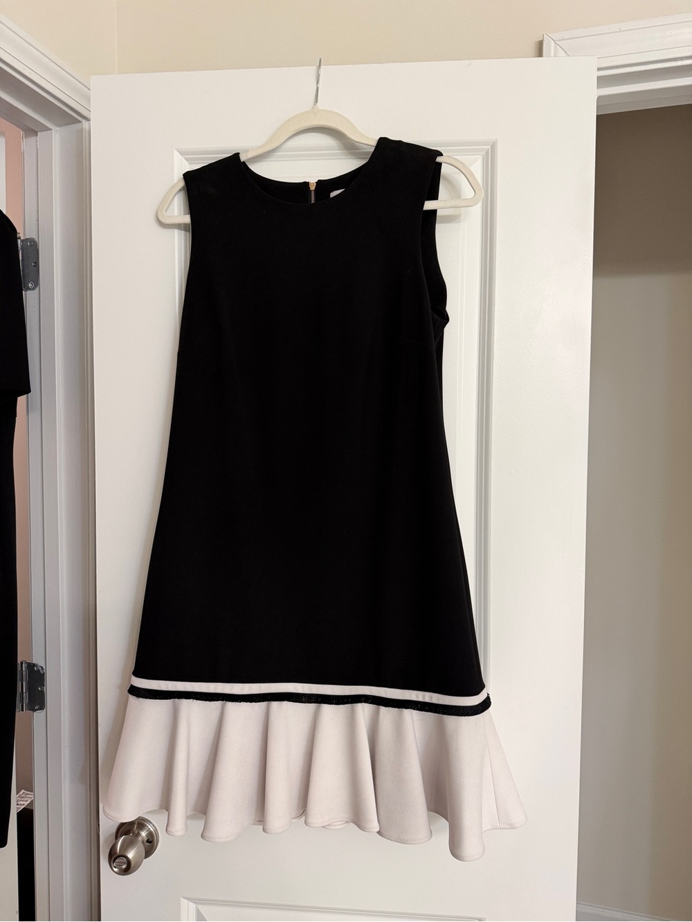 Calvin Klein Black Dress with White Flounce Hem